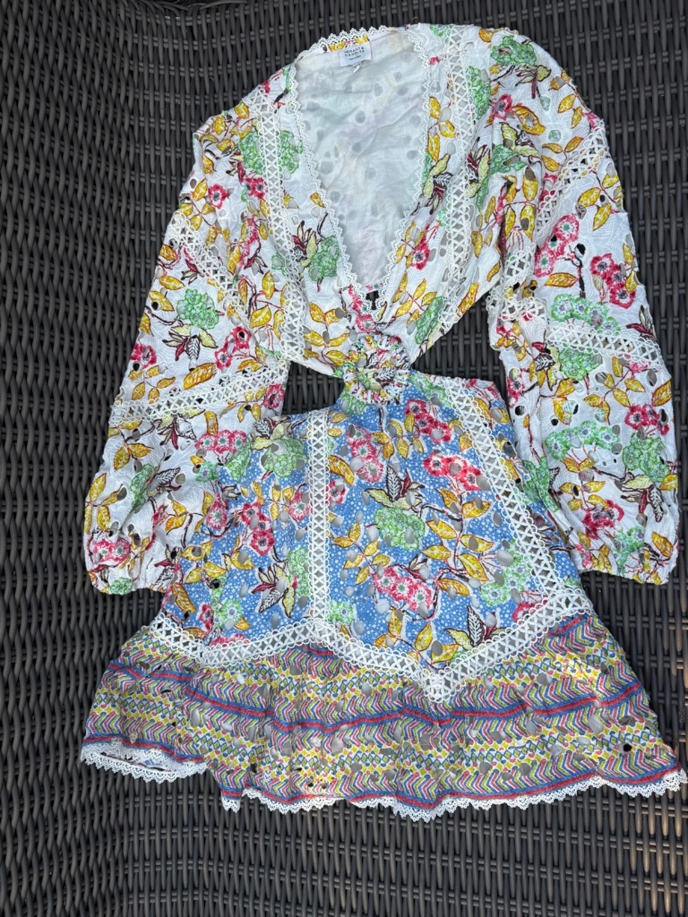 Hemant & Nandita Floral Lace-Trim Dress - Size S - Picture 2 of 14